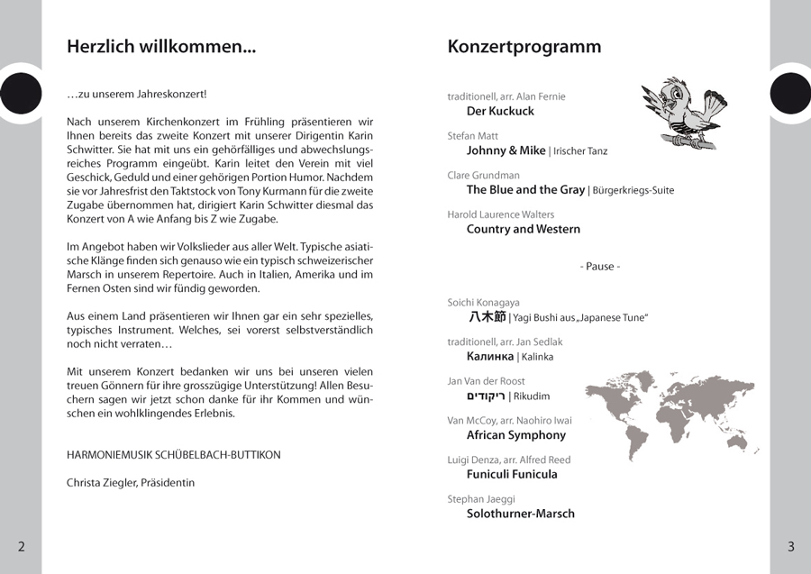 Programm Jahreskonzert 2009 Innenseite